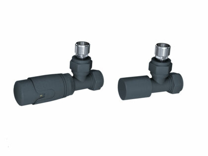 Round Angled Thermostatic Radiator Valves Anthracite Pair