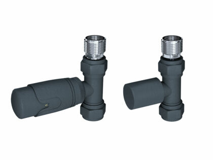 Round Straight Thermostatic Radiator Valves Anthracite Pair