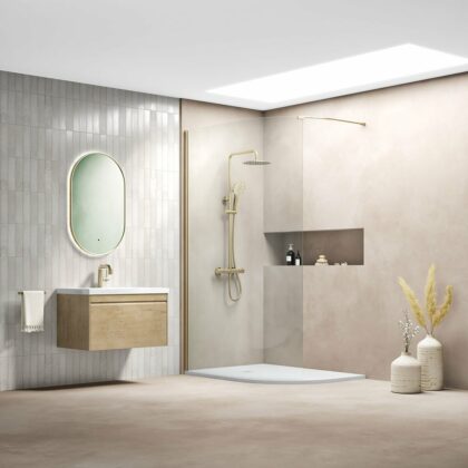 Emmi Curved Wetroom Panel Profile & Bracing Bar Kit Brushed Brass